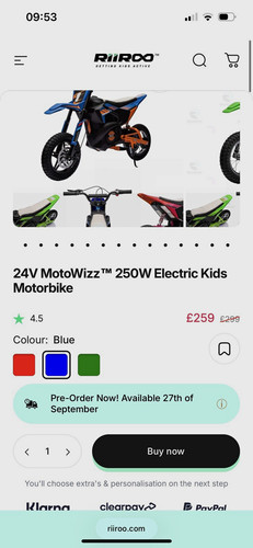 Riiroo motowizz 24v 250w - tt,